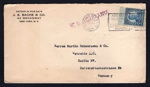 USA New York 1925 Cover to Germany. Per Steamer SS Aquitania - Picture 1 of 2