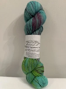Hand Dyed Yarn Skein Multicolor 100% SW Merino Wool Blue Purple Green - Picture 1 of 7