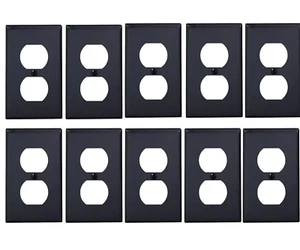 Leviton 80703-E Duplex Outlet Receptacle Wallplate 1-Gang TP Black, 10 Pcs - Picture 1 of 6