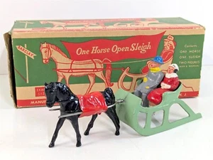 Vintage 1947 BARCLAY #510 Lead Christmas ONE HORSE OPEN SLEIGH in Box - Picture 1 of 22