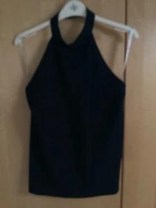 DP WOMEN UK 16 Black Halterneck Evening Cocktail Party Top Blouse - Picture 1 of 5