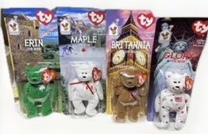 McDonald’s 1999 Teenie Beanie Babies International Bears Complete Set of 4 - Picture 1 of 15