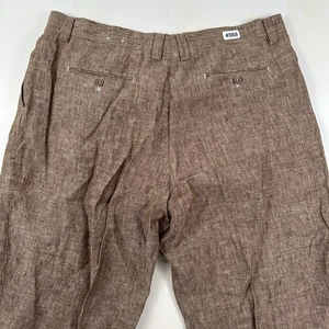 Pantalones de Colección Inserch 100% Lino Para Hombre 40x30 32 Plisados Sueltos Puños Verano Marrón LEER - Imagen 1 de 12