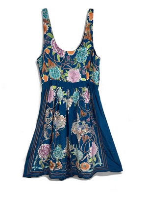 Vestido Anthropologie Moulinette Soeurs 100% Seda Floral Talla M Cintura Imperio Foto 1 de 4