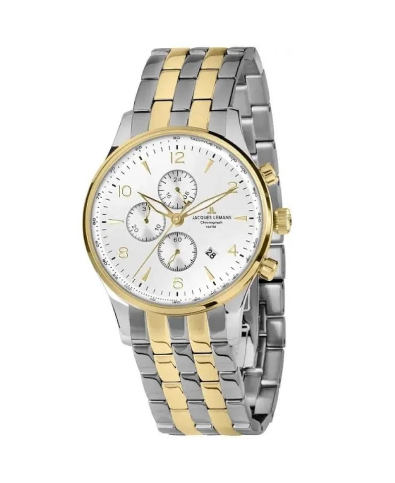 JACQUES LEMANS Hombre Analógico Cuarzo Informal Reloj Clásico Vestido Esfera Blanca Impermeable Foto 1 de 4