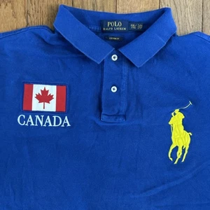 Vintage Ralph Lauren Polo Shirt Canada Big Pony Blue Polo SZ XXL - Picture 1 of 8