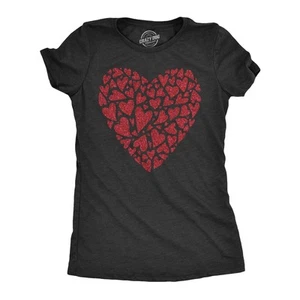 Womens Glitter Heart T Shirt Funny Awesome Valentines Day Hearts Lovers Tee For - Picture 1 of 7