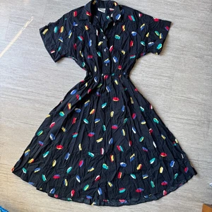 Vintage JB Too Dress Women’s 12 USA 100% Cotton Button Front Abstract Midi - Picture 1 of 6