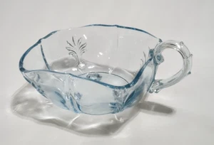 Vintage Fostoria Light Blue Etched Glass Baroque 4 Inch Square Dish - Picture 1 of 6