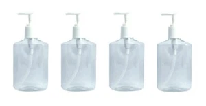 4 Bottles 8 oz Clear Lotion Dispenser with pump 6"H x 3"W x 1-1/2" diameter NEW - Picture 1 of 1