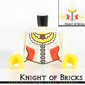 LEGO Minifigur Torso 359 WEISS weibliche Königreiche Korsett ROT Seite Rubin Halskette - Bild 1 von 4