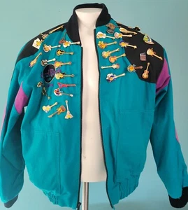Vintage HARD ROCK CAFE LONDON 39 Pin Jacket – 80’s / 90’s Color Wave Style - Picture 1 of 7