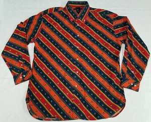 Tommy Hilfiger Camisa Cuello Botón Frontal Hombre Talla XL Rayas Estampado Cresta - Imagen 1 de 8