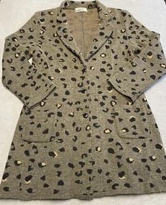 Anthropologie Aldomartins Cardigan Coat US 12 Leopard Print Wool Long Knit - Picture 1 of 7