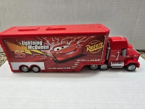 Disney Pixar Cars Lightning McQueen Mack SuperlinerTrailer Semi Truck Mattel 12" - Picture 1 of 7