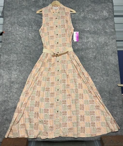NWT Liz Claiborne Dress Womens 14 Belted VTG Button Modest Prairie Cottagecore - Picture 1 of 10