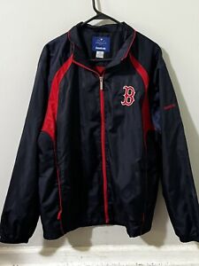 Boston Red Sox Jacket Men's Large Blue Windbreaker Baseball MLB Reebok Full Zip