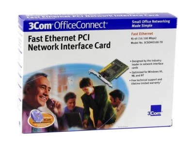  3Com Network Adapter 10/100Mbps PCI 1 x RJ45 3CSOHO100-TX -New - Image 1 of 3