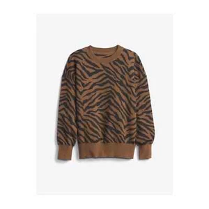 GAP Kid’s Brown Novelty Slouch Zebra Print Sweatshirt Size Small - Picture 1 of 18