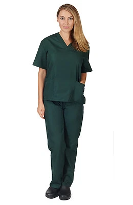 Medical Nursing Scrub Set NATURAL UNIFORMS Men Women Unisex Top Pants Hospital - Image 1 of 4