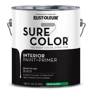Rust-Oleum 380228 Sure Color Interior Wall Paint and Primer Semi-Gloss Black gal - Picture 1 of 1