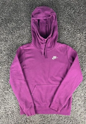 Nike Hoodie Womens XS Purple Club Fleece Funnel Neck Running Active Pullover - Image 1 of 4