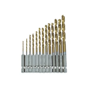 13pc HSS Titanium Coated Drill Bit Set 1/4" HEX Shank 1.5-6.5mm High Speed F1120 - Picture 1 of 1