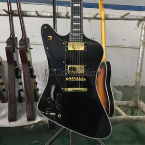 Left Handed Ebony Bird Studio Electric Guitar Mahogany Body Gold Hardware - Picture 1 of 20