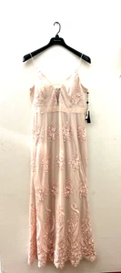 Adrianna Papell Women's Embroidered Tulle Dress (Size:16) (Color:Almond) - Picture 1 of 5