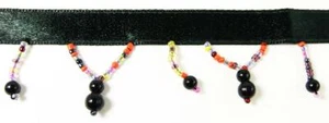 Beaded Fringes MultiColor Ombre Glass Beads Black Round Pearls Sewing Dance Lamp - Picture 1 of 3