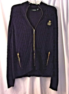 Men's Lauren Ralph Lauren Zip Up Sweater Med 2 zip Pockets Navy VGC - Picture 1 of 4