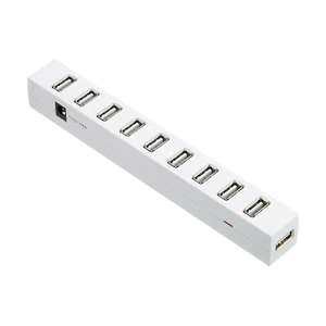 ELECOM 10 PORT USB 2.0 COMPACT MAGNETIC HUB U2H-Z10SWH WHITE RARE - Picture 1 of 12