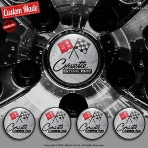 Corvette C3 Decals Set of 4 3D Gel Silicone Center Wheel Caps Stickers - Bild 1 von 3