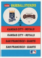 1989 Fleer Team Stickers Kansas City Royals San Francisco Giants #NNO