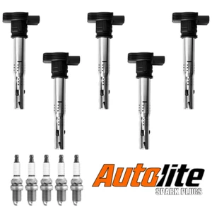 5X Ignition Coil & 5X Autolite Ni-Co Spark Plug for 12-14 Volkswagen Passat 2.5L - Picture 1 of 11