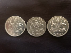 Australian Six Pence 1946 & 1948 & 1963 Triple Set - Bild 1 von 2