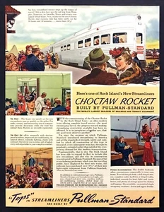 1941 Rock Island Choctaw Rocket Train art Pullman Standard vintage print ad - Picture 1 of 1