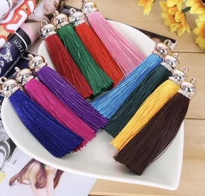 Colourful Tassels x 2 with Gold detailing Tassel 3" 7cm **12 COLOURS*** - Picture 1 of 30