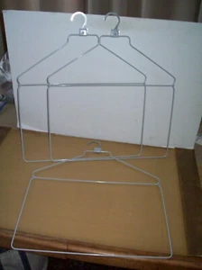 3) Vintage Metal Two Pant Trousers Clothing Hangers w/ Swing Away Hooks in VGUC - Picture 1 of 9