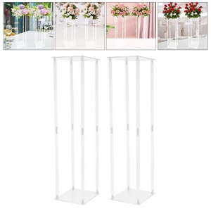 2 PIEZAS 39" Acrílico Flor Soporte Columna Jarrón Centros de Mesa Transparente Decoración Boda - Imagen 1 de 15
