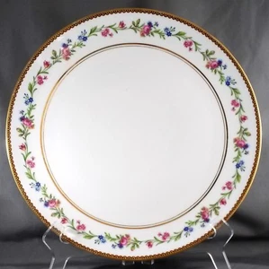 Raynaud Country Flowers Chop Plate 11in White Limoges Pink Blue Floral Gold Trim - Picture 1 of 7