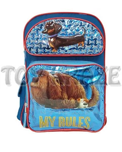 THE SECRET LIFE OF PETS BACKPACK! BLUE MY PLACE MY RULES FOIL BOYS LARGE 16" NWT - Picture 1 of 4