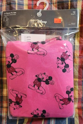NOVO pijama infantil feminino GAP rosa Disney Mickey Mouse algodão manga longa tamanho 12Y - Imagem 1 de 4
