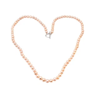 Vintage 27-Inch Pink 6.5-7.5mm Cultured Pearl Necklace With Toggle Clasp - Picture 1 of 4