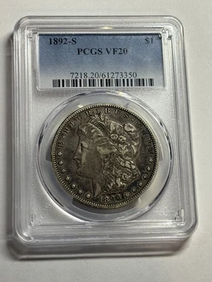 1892-S Morgan Silver Dollar $1 PCGS VF20 Nice Original Tough Date - Image 1 of 4