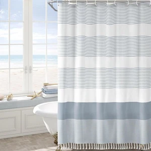 Awellife Blue Shower Curtain Beach Ocean Coastal 72"W x 72"L, Light  - Picture 1 of 7