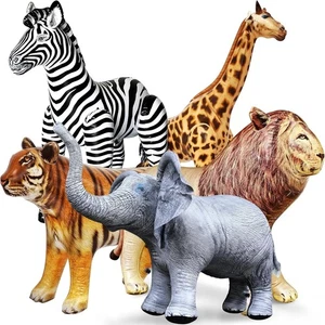Jet Creations aufblasbare 5er Pack Tiere - Giraffe, Zebra, Elefant, Löwe, Tiger - Bild 1 von 9
