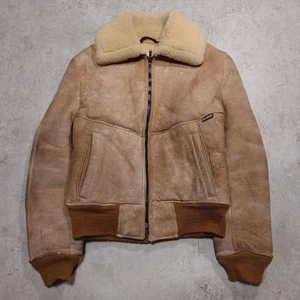 Schott B-6 Leather Flight Jacket Rider Riders Brown Sheepskin 70's Mouton 38 - Picture 1 of 24