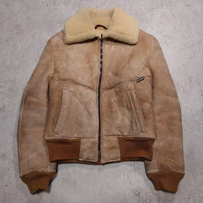 Schott B-6 Leather Flight Jacket Rider Riders Brown Sheepskin 70's Mouton 38 - Image 1 of 4