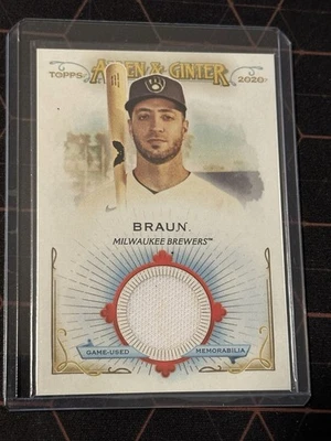 2020 Topps Allen & Ginter's Relics Ryan Braun #FSRB-RB (MEM) Jogo Usado - Imagem 1 de 2